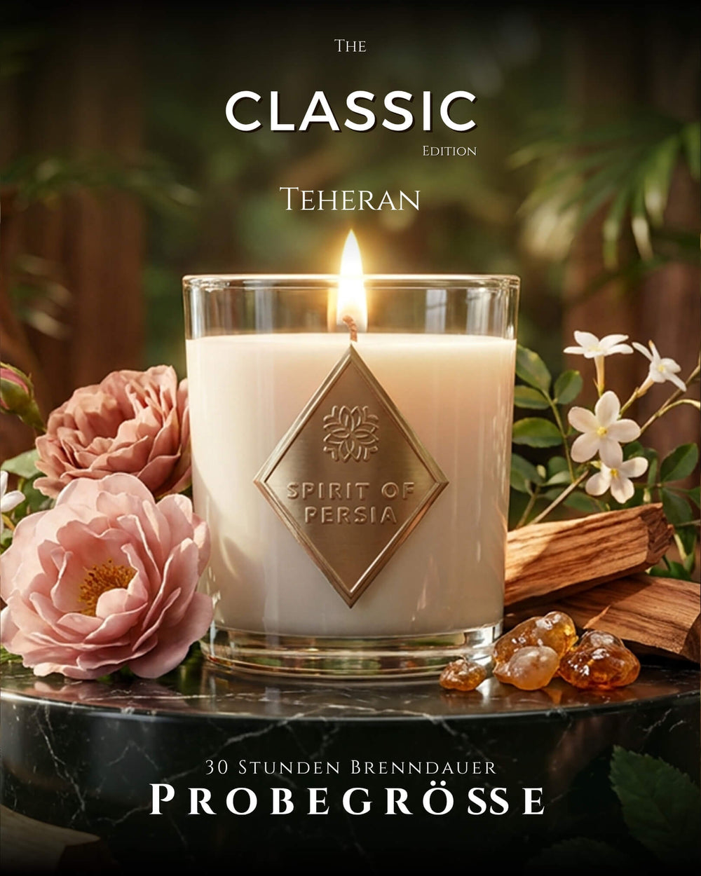 Orientalische Duftkerze Teheran Probegröße, 180 ml aus Sojawachs – Jasmin & Weihrauch, Spirit of Persia