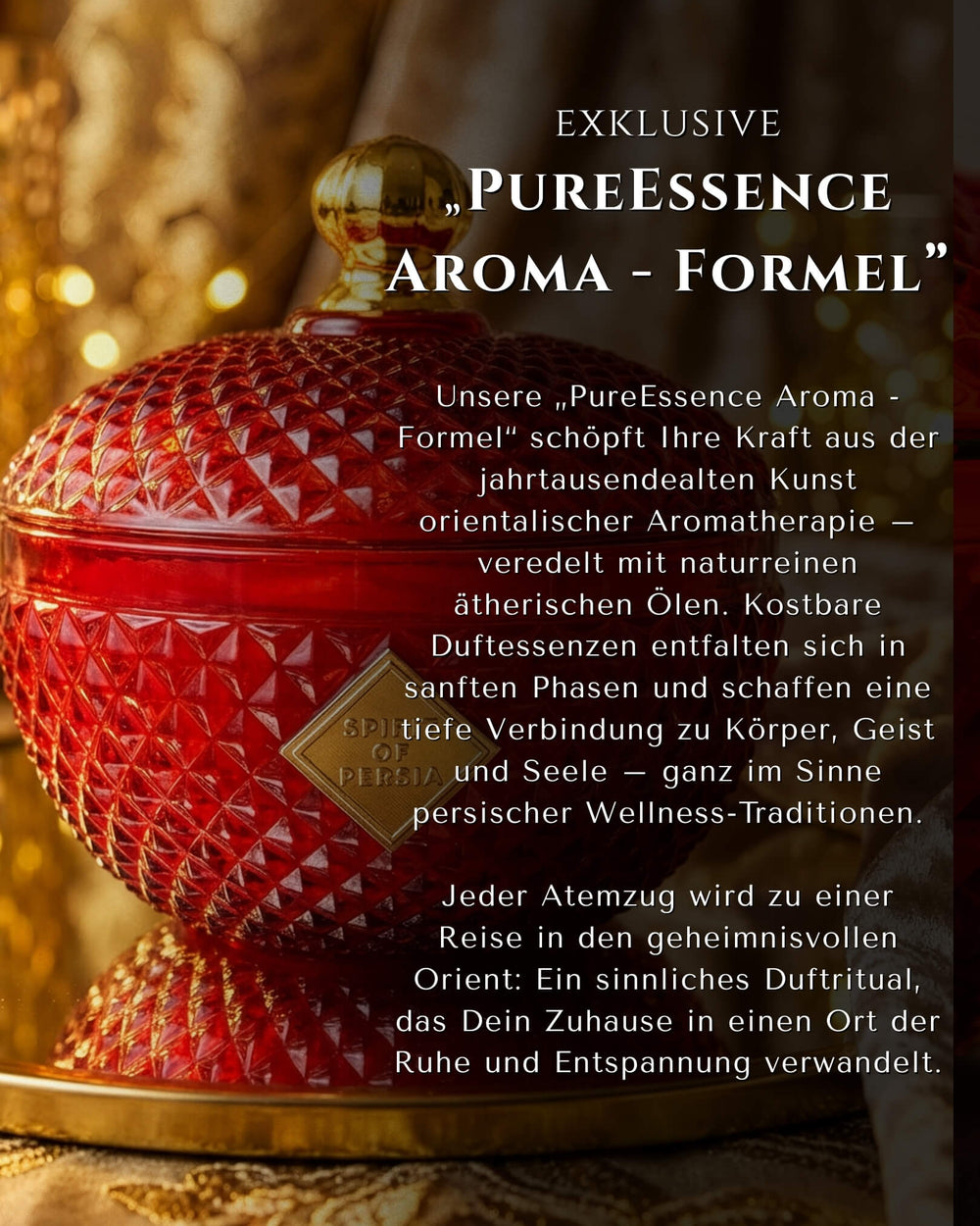 Duftkerze Atussa mit PureEssence Aroma-Formel aus naturreinen ätherischen Ölen – Spirit of Persia