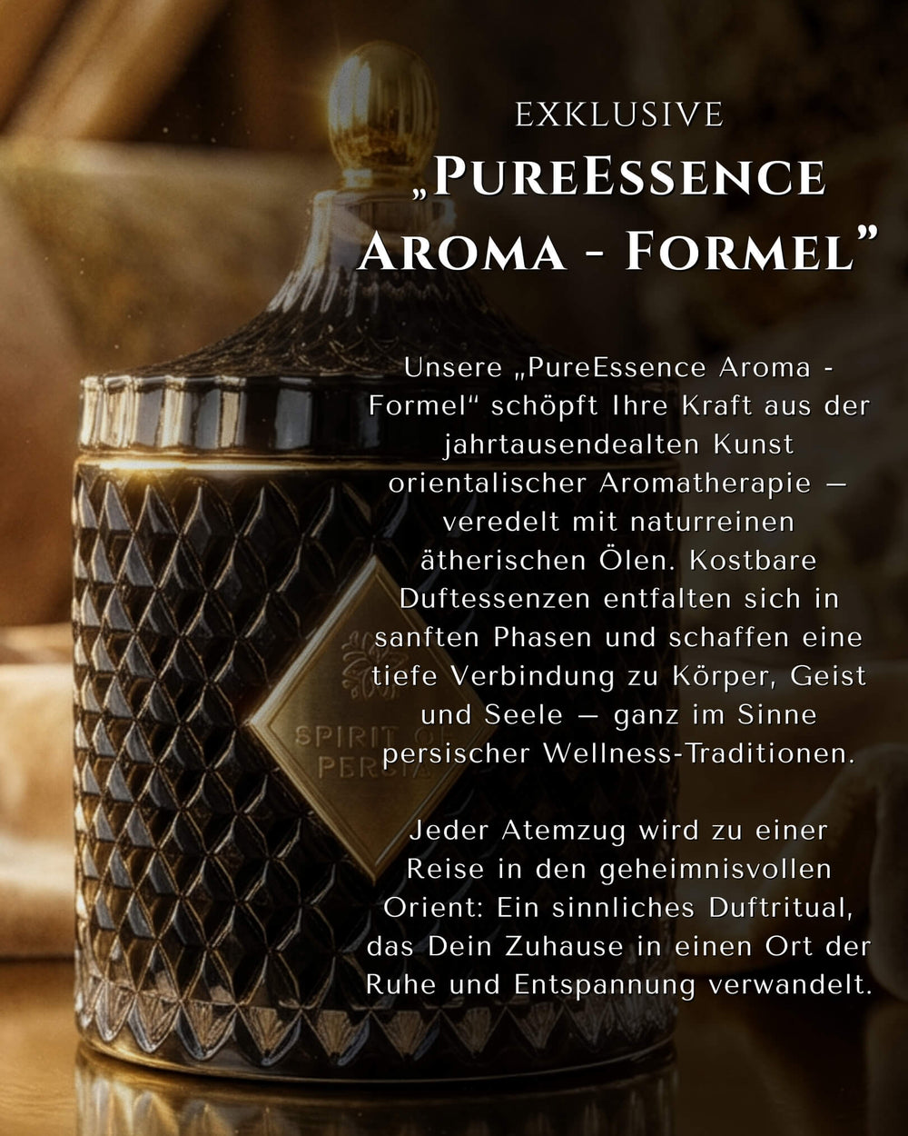 Duftkerze Teheran mit PureEssence Aroma-Formel aus naturreinen ätherischen Ölen – Spirit of Persia