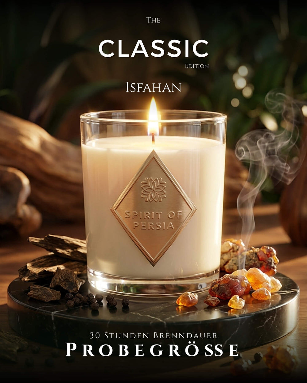 Orientalische Duftkerze Isfahan Probegröße, 180 ml aus Sojawachs – Oud & Weihrauch, Spirit of Persia