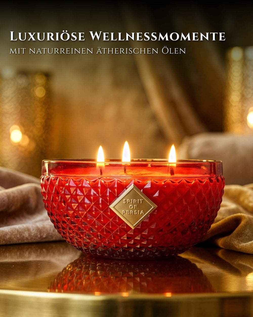 Citronella-Duftkerze Atussa, 300 ml aus Sojawachs – Rose & Jasmin, Spirit of Persia