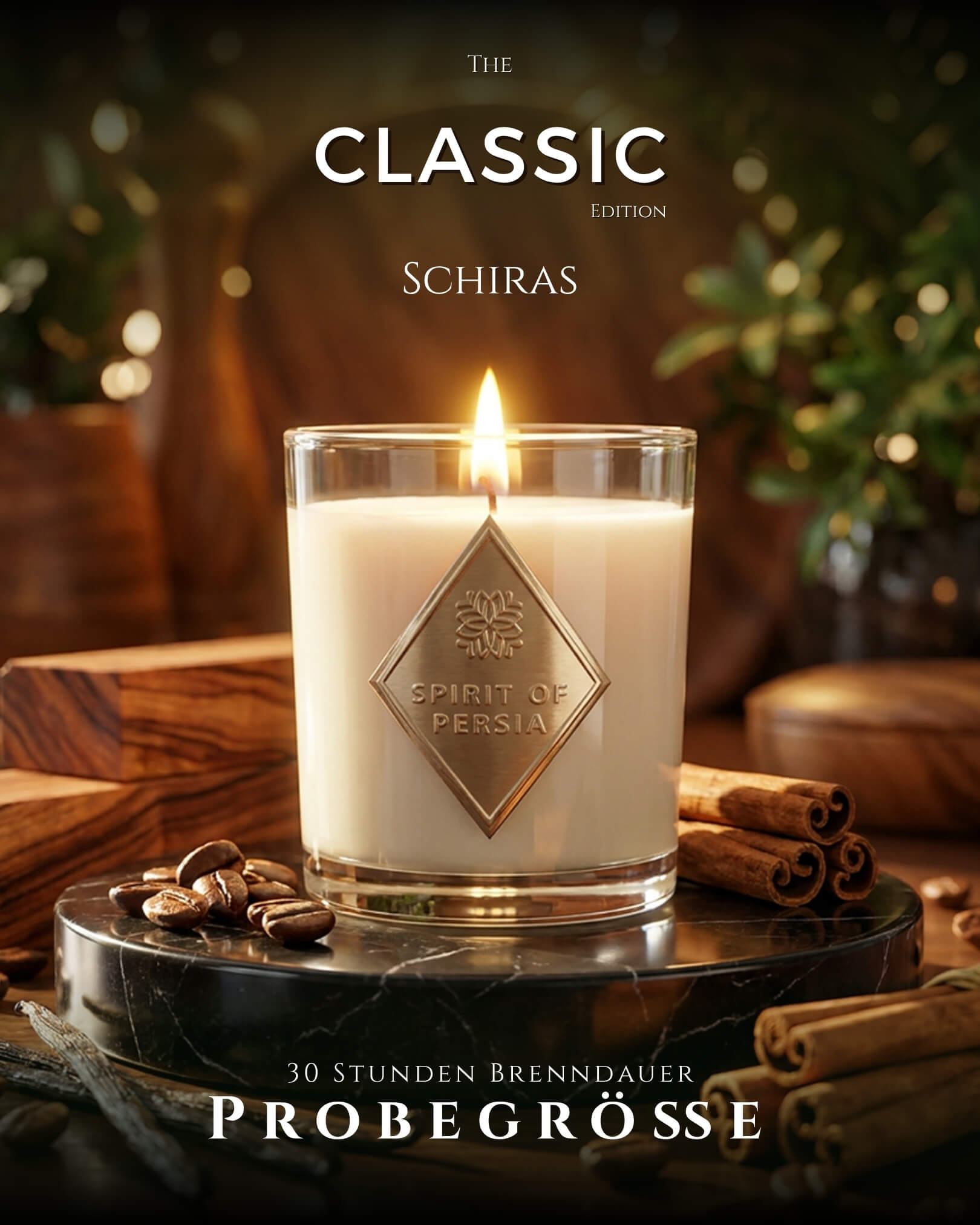 Duftkerze Schiras Probegröße, 180 ml aus Sojawachs – Vanille & Zimt, Spirit of Persia
