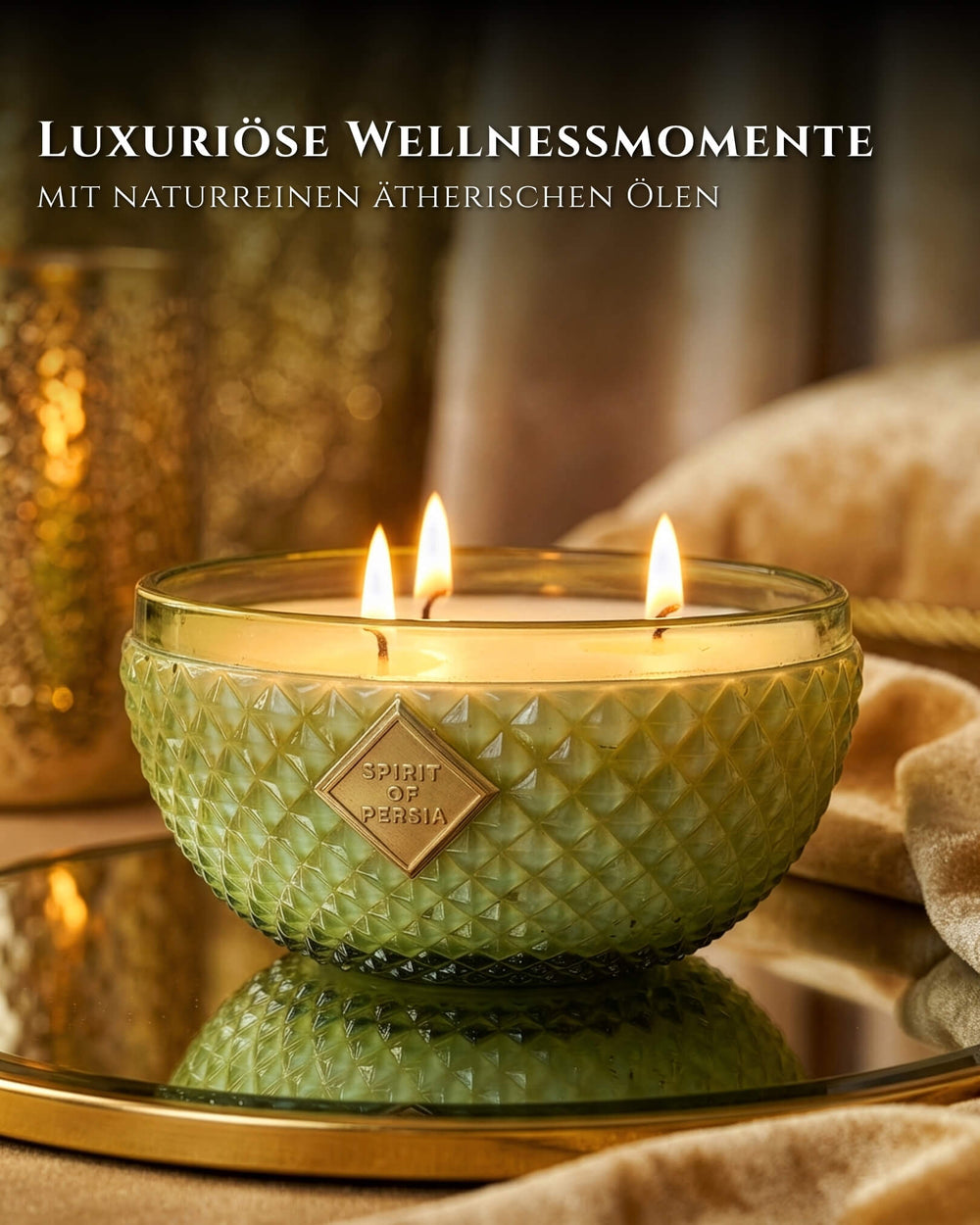 Frische Duftkerze Hafez, 300 ml aus Sojawachs – Limette, Jasmin & Pfefferminze, Spirit of Persia
