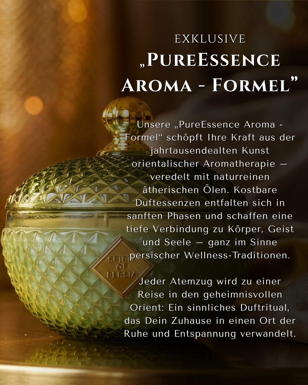 Duftkerze Hafez mit PureEssence Aroma-Formel aus naturreinen ätherischen Ölen – Spirit of Persia