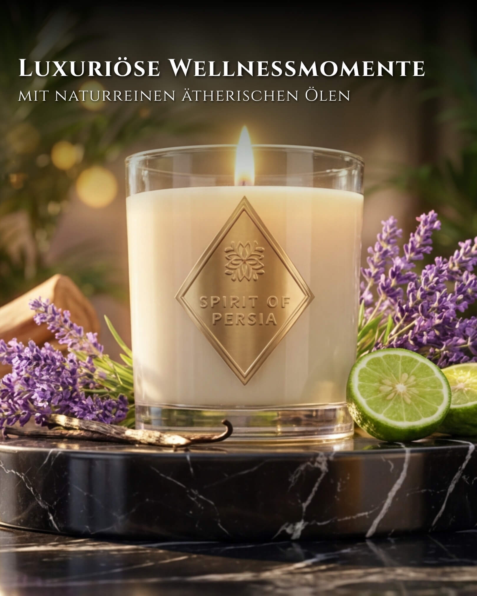 Duftkerze Zarathustra Probegröße 180 ml aus Sojawachs – Lavendel, Vanille & Sandelholz – Spirit of Persia