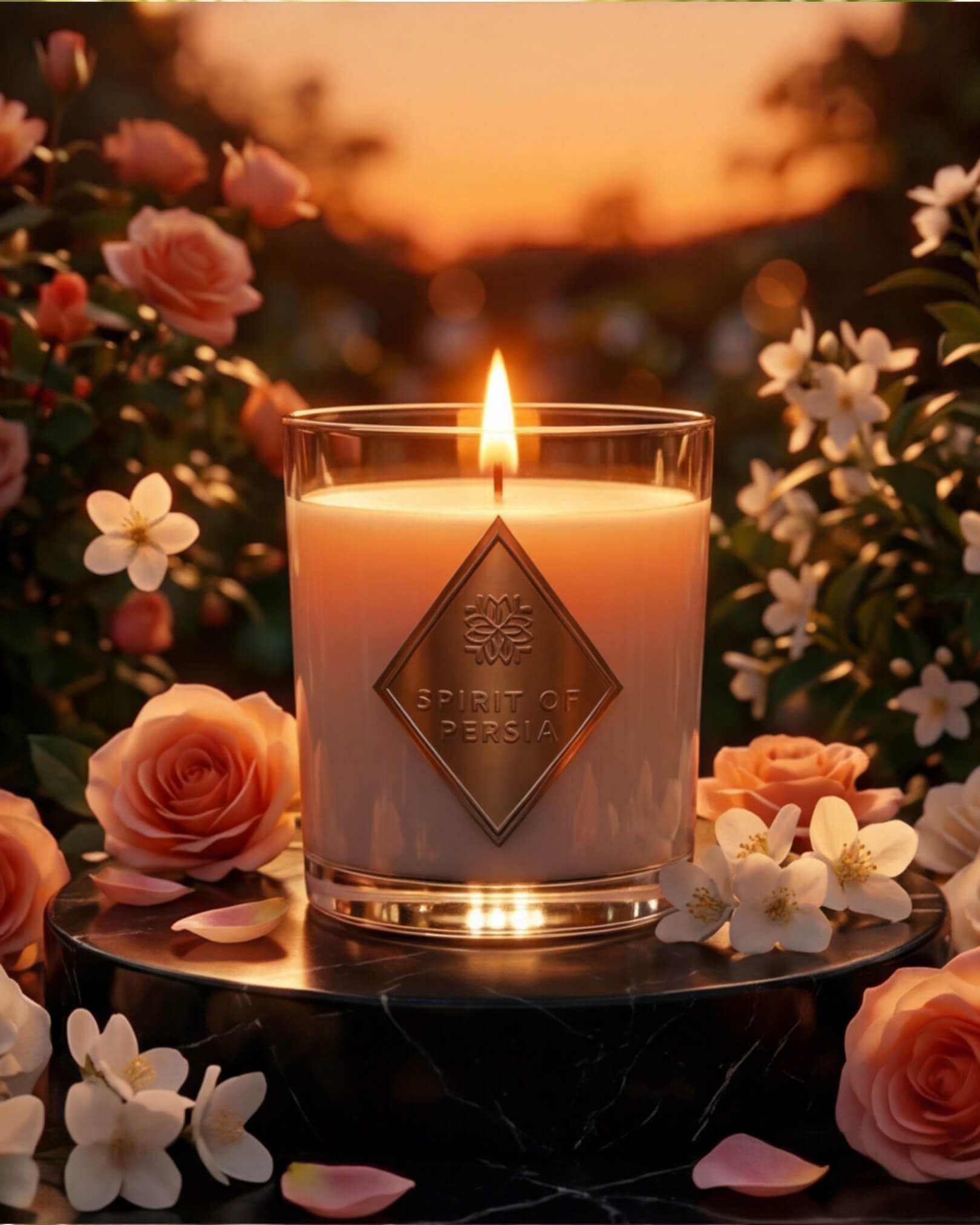 Citronella-Duftkerze Atussa Probegröße 180 ml aus Sojawachs – Rose & Jasmin – Spirit of Persia